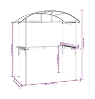 Bbq Gazebo with Side Shelves Anthracite 86.6"x45.3"x90.6" Steel