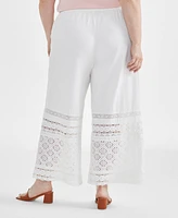 Style & Co Plus Cotton Crochet Wide-Leg Pants, Created for Macy's