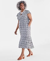 Style & Co Plus Split-Neck Tiered Dress, Created for Macy's