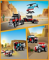 Lego Creator 3 in 1 Flatbed Truck with Helicopter Toy 31146, 270 Pieces