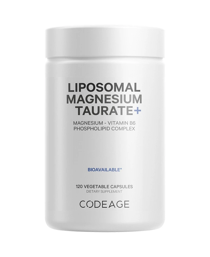 Codeage Liposomal Magnesium Taurate+ Supplement - Magnesium from Magnesium Taurate, Vitamin B6 as Pyridoxal 5-Phosphate, 2-Month Supply