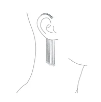 Bling Jewelry Right Fashion Fringe Tassel Cascade Fake Cartilage Cuff Hook Ear Wrap Earring Crystal Stainless Steel 316L