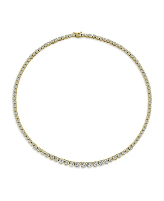 Classic Traditional Bridal Cubic Zirconia Graduated Aaa Cz Round Prong Set Statement Tennis Necklace Collar For Women Wedding Prom Gold Plated - Gold
