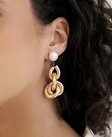 Ettika Liquid Gold-Plated Cultured Freshwater Pearl 18K Gold-Plated Drop Earrings