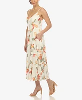 White Mark Women's V-neck Floral Print Maxi Dress