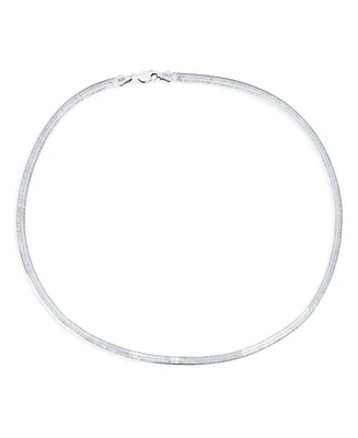 Slender 3.5 Mm Flat Omega Snake Flexible Herringbone Choker Collar Necklace For Women .925 Sterling Silver Inch