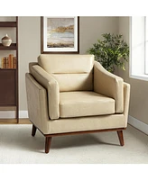 Nunnally Mid-Century Modern style Armchair with Solid Wood Legs