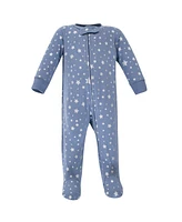 Hudson Baby Boys Cotton Zipper Sleep and Play 3pk, Royal Safari, 3-6 Months