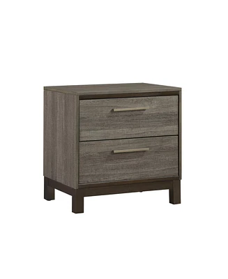 Simplie Fun Contemporary Styling 1Pc Nightstand Of 2X Drawers W Bar Pulls Two-Tone Finish Wooden Bedroom
