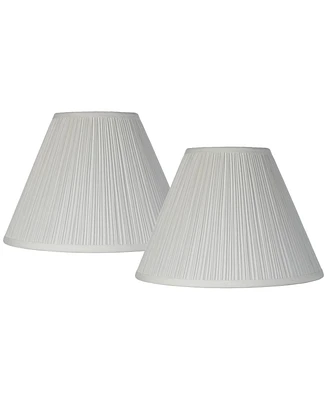 Set of 2 White Pleated Medium Empire Lamp Shades 6.5" Top x 15" Bottom x 11" High (Spider) Replacement with Harp and Finial - Spring crest