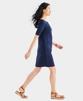 Style & Co Women's Cotton Boat-Neck Elbow-Sleeve Dress, Created for Macy's