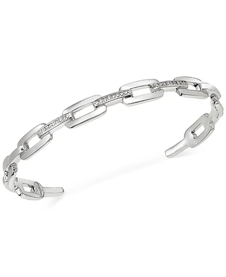 Diamond Link Cuff Bangle Bracelet (1/6 ct. t.w.) in Sterling Silver