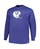 Men's Profile Heather Royal Distressed Indianapolis Colts Big and Tall Throwback Long Sleeve T-Shirt