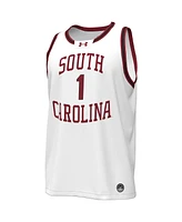 Men's Under Armour #1 White South Carolina Gamecocks Throwback Replica Basketball Jersey