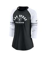 Women's Nike Black Las Vegas Raiders 3/4-Sleeve Lightweight Raglan Fashion T-shirt