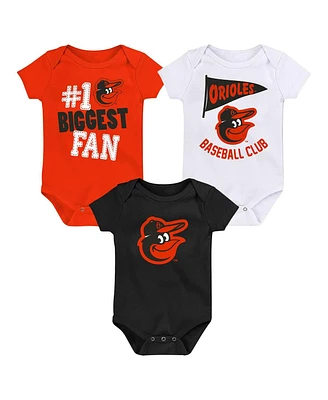 Baby Boys and Girls Fanatics Baltimore Orioles Fan Pennant 3-Pack Bodysuit Set