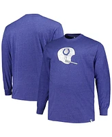 Men's Profile Heather Royal Distressed Indianapolis Colts Big and Tall Throwback Long Sleeve T-Shirt