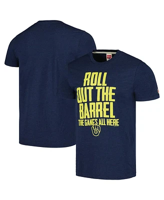 Men's Homage Navy Milwaukee Brewers Gangs All Here Hyper Local Tri-Blend T-Shirt