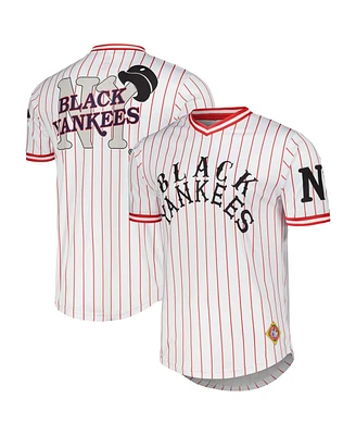 Men's Stitches White Distressed Black Yankees V-Neck Jersey