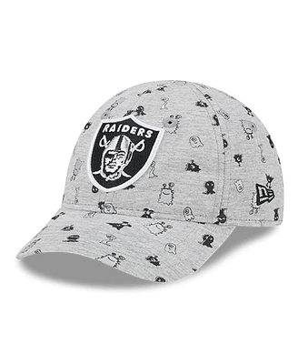 Toddler Boys and Girls New Era Heather Gray Las Vegas Raiders Critter 9FORTY Flex Hat