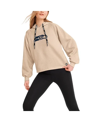 Women's Dkny Sport Cream Seattle Seahawks Debbie Dolman Raglan Pullover Hoodie