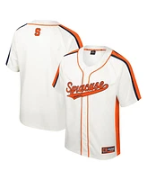 Men's Colosseum Cream Distressed Syracuse Orange Ruth Button-Up Baseball Jersey