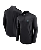 Men's Fanatics Black Miami Marlins Quarterback Quarter-Zip Top