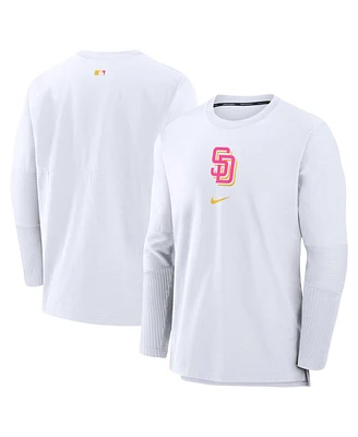 Men's Nike White San Diego Padres Authentic Collection City Connect Player Tri-Blend Performance Pullover Jacket