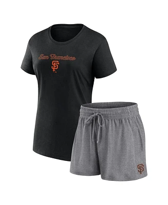 Women's Fanatics Black, Gray San Francisco Giants Script T-shirt and Shorts Combo Set