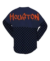 Women's Spirit Jersey Navy Houston Astros Checker Print Long Sleeve T-Shirt