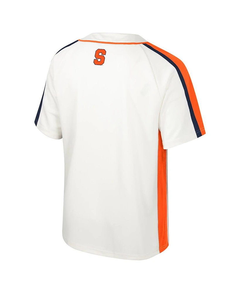 Men's Colosseum Cream Distressed Syracuse Orange Ruth Button-Up Baseball Jersey