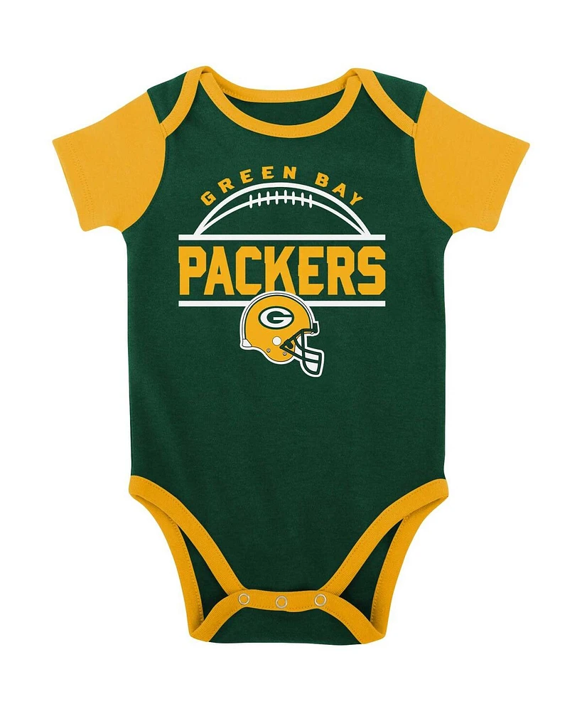 Baby Boys and Girls Green, Gold Green Bay Packers Home Field Advantage Three-Piece Bodysuit, Bib Booties Set