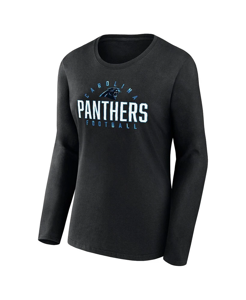 Women's Fanatics Black Carolina Panthers Plus Foiled Play Long Sleeve T-Shirt