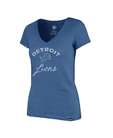 Women's '47 Brand Blue Distressed Detroit Lions Avery Scrum V-Neck T-Shirt