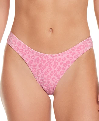 Jessica Simpson Women's High-Cut Animal-Print Bikini Bottom