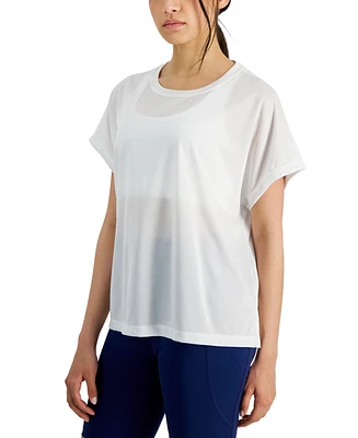 Id Ideology Women's Birdseye-Mesh Dolman-Sleeve Top, Created for Macy's