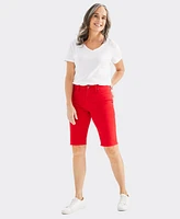 Style & Co Women's Mid-Rise Raw-Edge Bermuda Jean Shorts