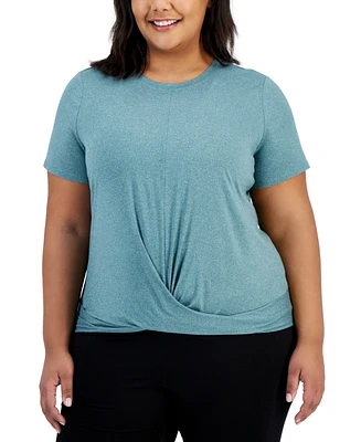 Id Ideology Plus Active Solid Twist-Front Top, Created for Macy's