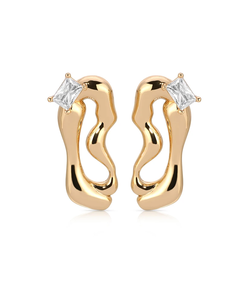 Ettika 18k Gold Plated Winding Crystal Earrings