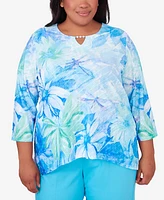 Alfred Dunner Plus Summer Breeze Floral Watercolor Top