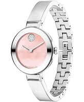 Movado Women's Bold Bangles Swiss Quartz Stainless Steel Silver-tone Watch 28mm - Silver