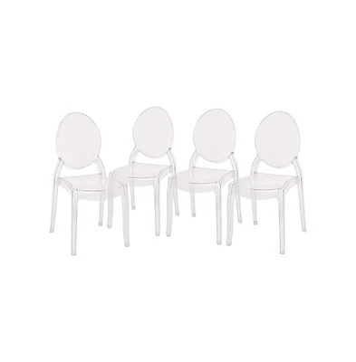 Multifunctional Polycarbonate Resin Stacking Accent Chair With Extra Wide Seat, Set of 4