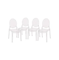 Multifunctional Polycarbonate Resin Stacking Accent Chair With Extra Wide Seat, Set of 4