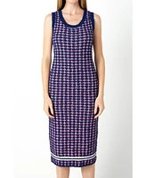 Women's Check Sweater Maxi Dress