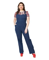 Unique Vintage Plus Size Wide Leg Overall Dungaree Pants