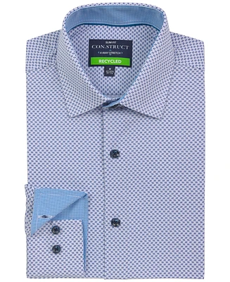 Men's Recycled Slim Fit Zig Zag Performance Stretch Cooling Comfort Dress Shirt