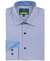 Men's Recycled Slim Fit Zig Zag Performance Stretch Cooling Comfort Dress Shirt