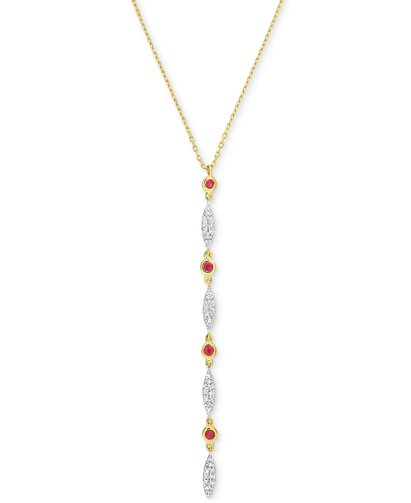 Ruby (1/6 ct. t.w.) & Diamond (1/5 ct. t.w.) Lariat Necklace in 10k Gold, 16-1/2" + 1-1/2" extender