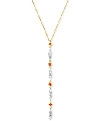 Ruby (1/6 ct. t.w.) & Diamond (1/5 ct. t.w.) Lariat Necklace in 10k Gold, 16-1/2" + 1-1/2" extender