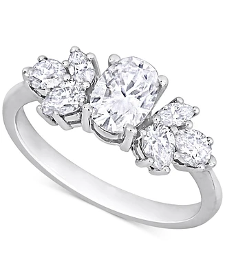 Moissanite Mixed-Cut Engagement Ring (2 ct. t.w.) 10k White Gold